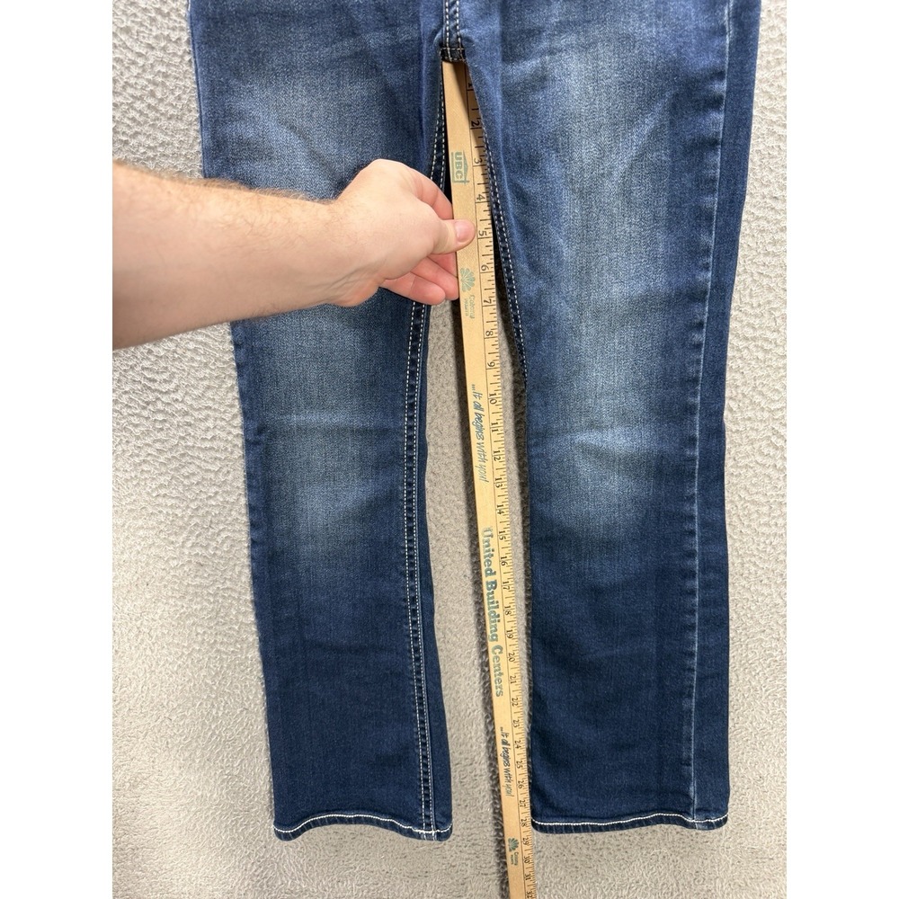 KanCan Jeans Womens 25 Blue Mid Rise Bootcut Stretch Thick Stitch Distressed‎ - Picture 4 of 10